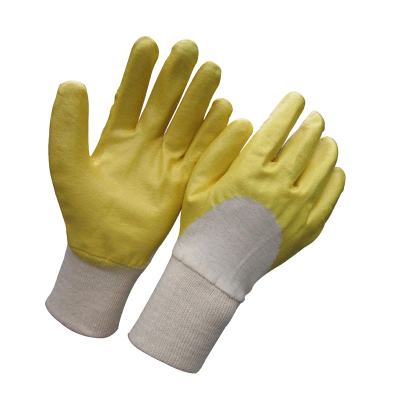 Jersey Fully Dipped Rough Finish Blue Nitrile Gloves Safety Work Glove