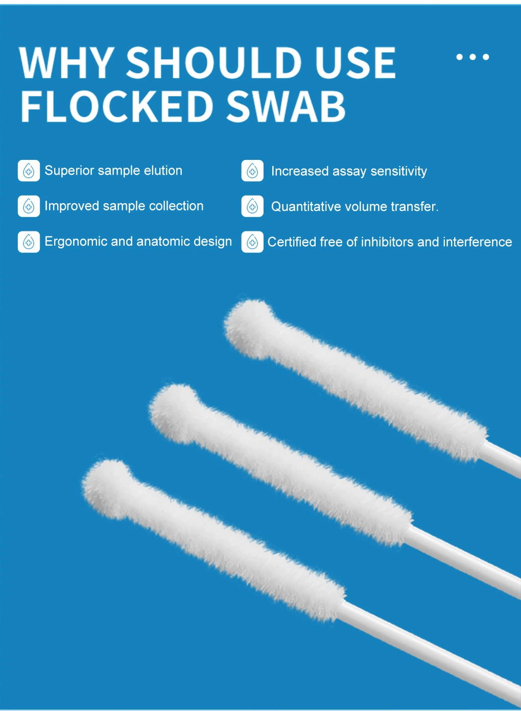 CE 0197 Rapid PCR Test Nylon Flocked Nasal Swab Nasopharyngeal Sample Collect Swab